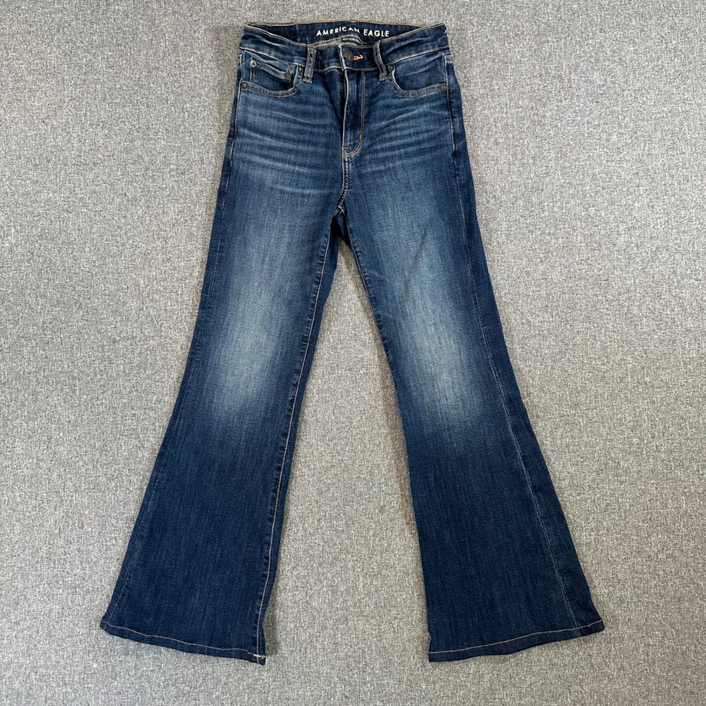 American Eagle Jeans Womens 0 Next Level Stretch Blue Flare Dark Wash Denim